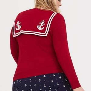 Rare Torrid anchor sailor red cardigan size 3 bnwt